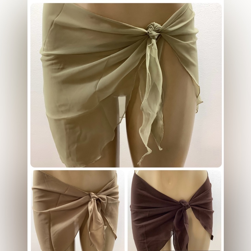 Zuliana Earth Tones Chic Sheer Sarong Wrap Skirt Bundle Of 3. New